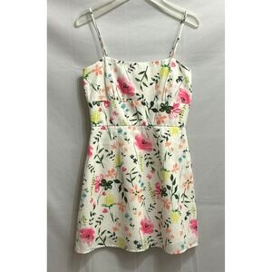 NWT Floral Print Spaghetti Strap Mini Dress Watercolor Floral Smocked Back